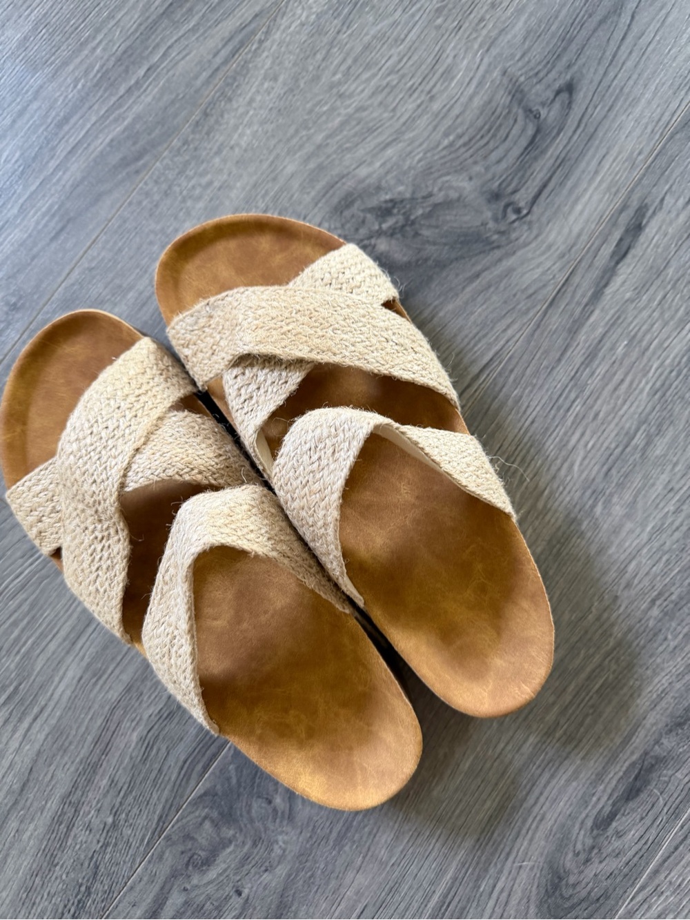Women’s Crisscross Woven Slide Sandals - Beige/Camel Size 8.5